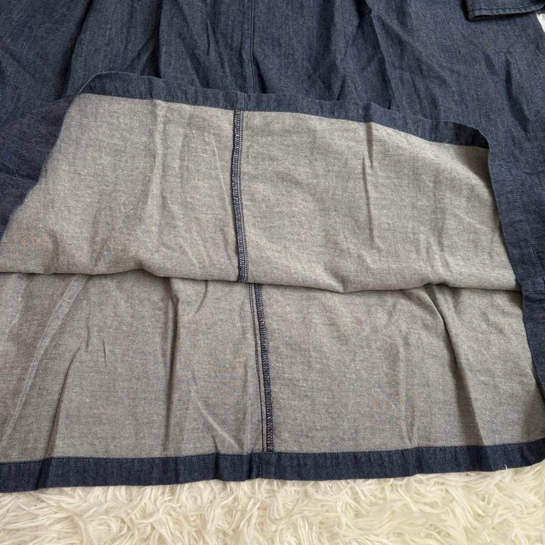 Lee デニム　シャツワンピース　ロング　ベルト　バンドカラー　ギャザー