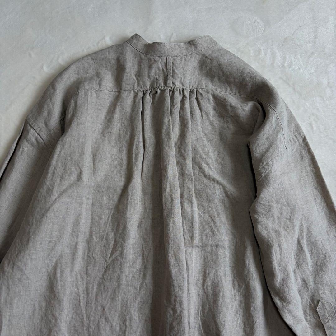 美品　かぐれ リネンシャツワンピース ベージュ 生成色　長袖
