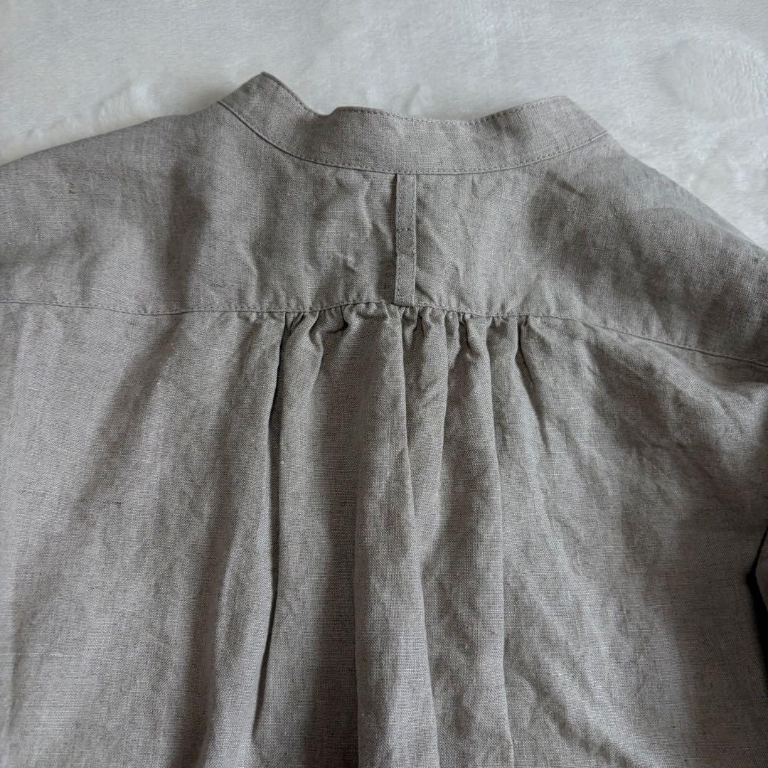 美品　かぐれ リネンシャツワンピース ベージュ 生成色　長袖