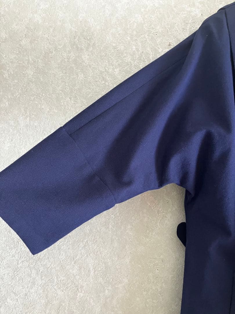 【ミナペルホネン】コットンウールノーカラータック入りワンピースコート　ドルマン袖