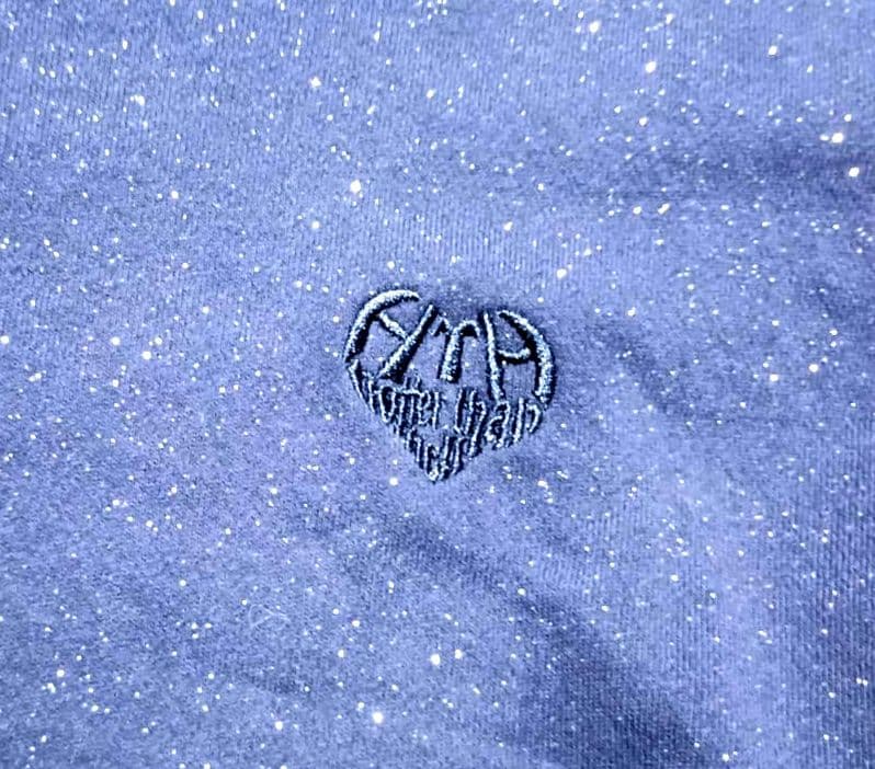 まみむめも HTH glitter logo hoodie NAV