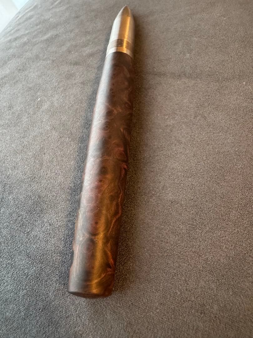 工房楔　クローズドエンド楔　チタンボールペンカスタム　黒檀こぶ杢