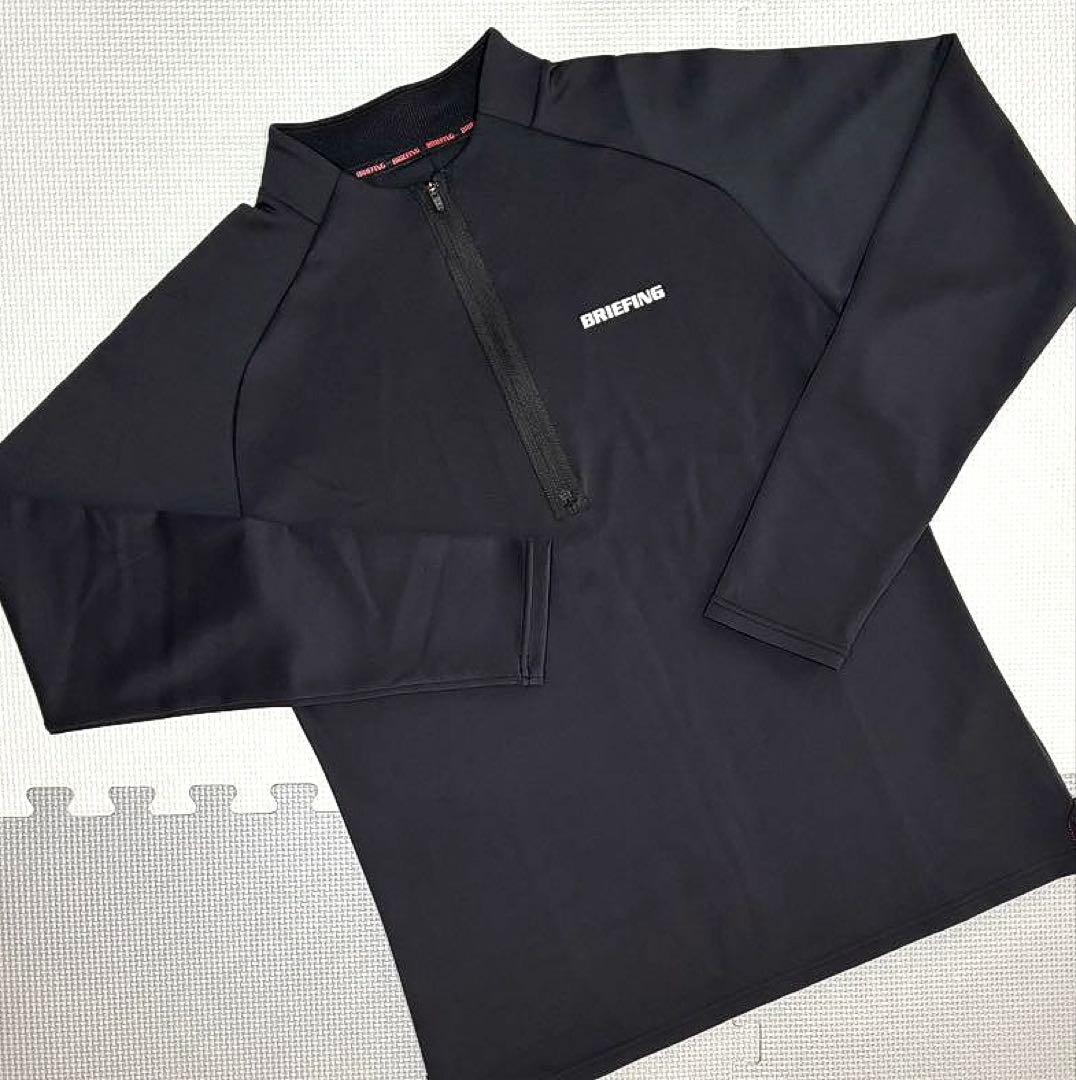 BRIEFING バック ロゴライン ハーフジップモックシャツ （BLK／M）