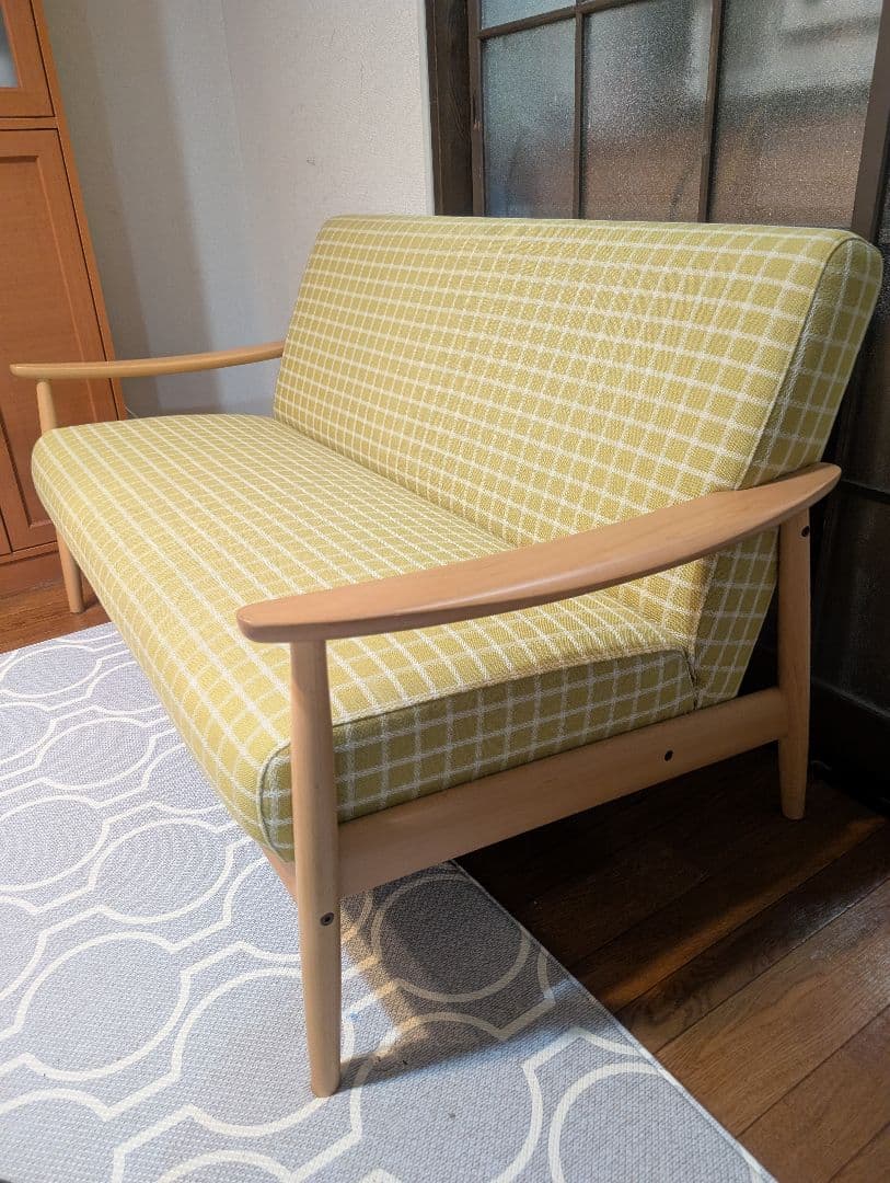 廃盤品 カリモク コノハ 2シーター ミモザ アームソファ 木製家具 北欧