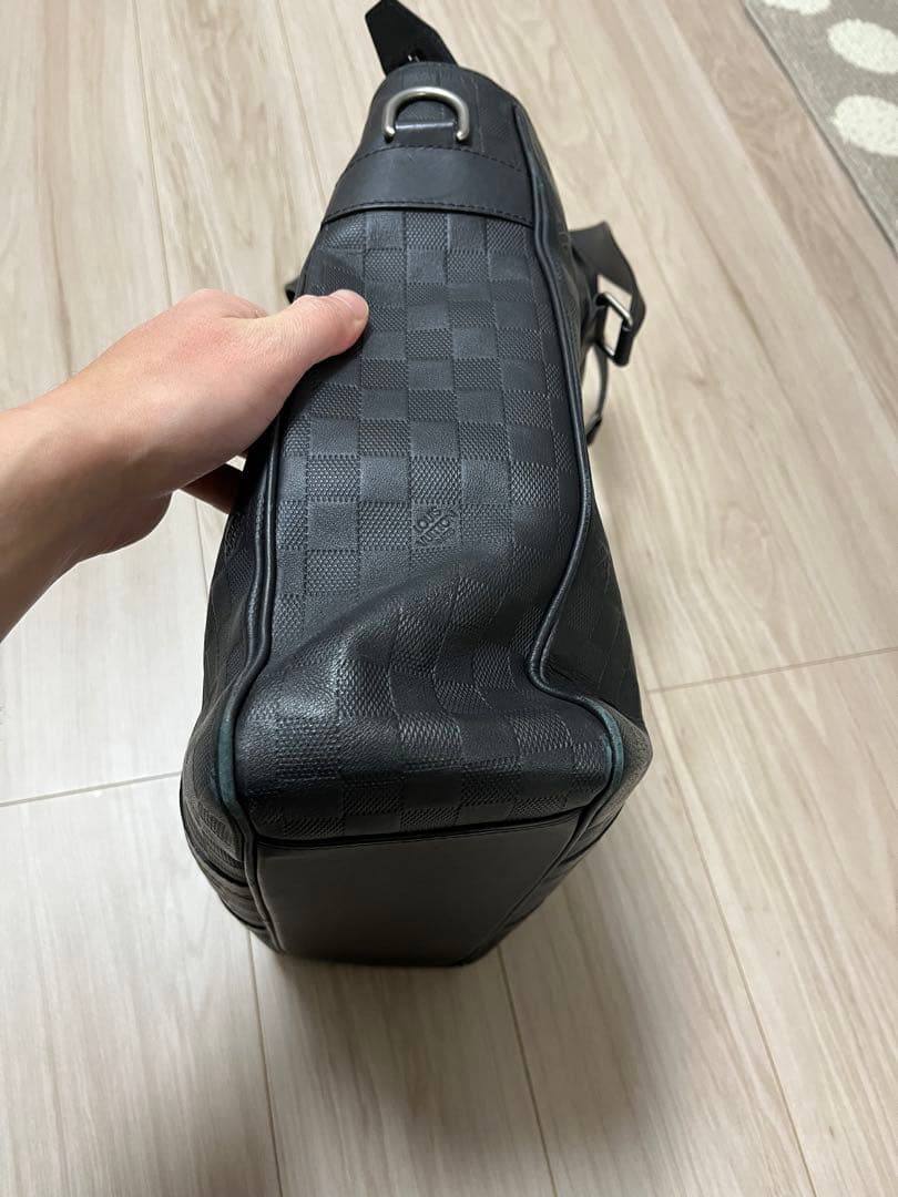 ブラック レザー チェック柄 トートバッグ