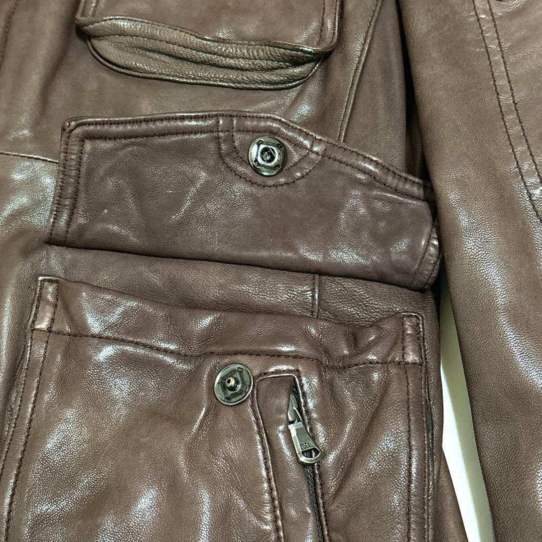 キャサリン ハムネット レザー 羊革 ジャケット ガーメントダイ