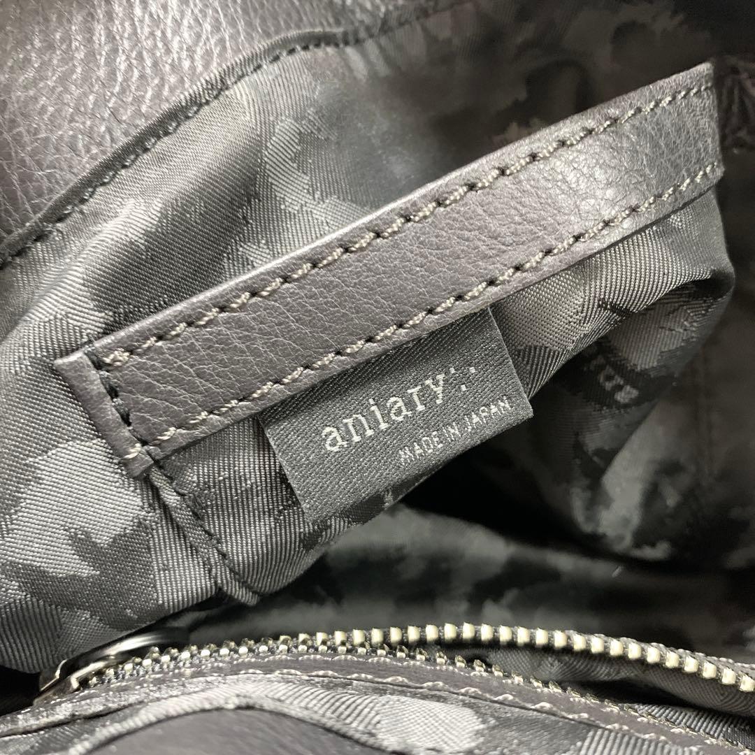aniary アニアリ ミニトートバッグ ブラック シュリンクレザー シボ革