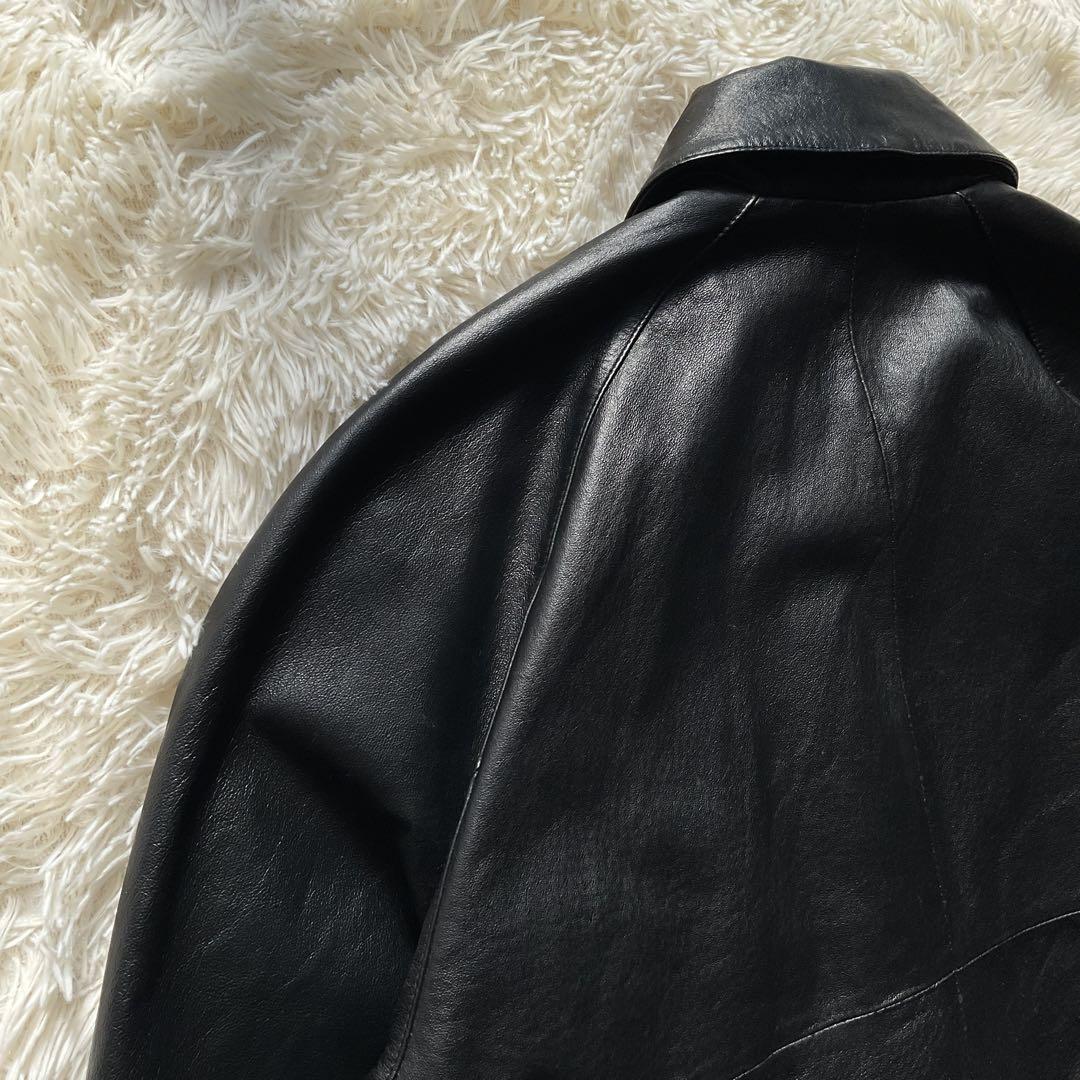 デッドストック✨90's レザージャケット　本革　ジップブルゾン　ブラック　M