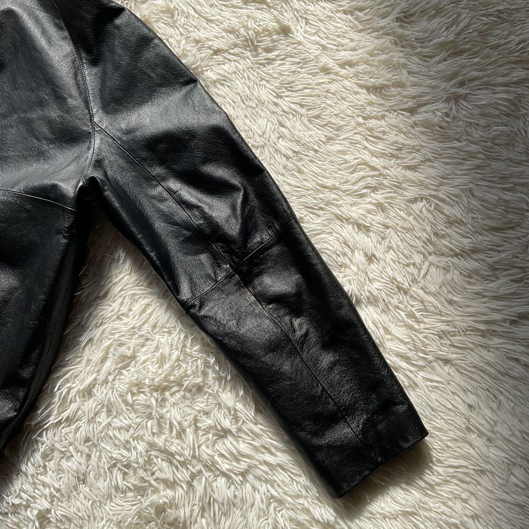 デッドストック✨90's レザージャケット　本革　ジップブルゾン　ブラック　M
