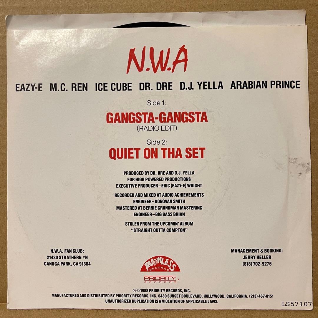 洋楽 RAP45 N.W.A / Gangsta Gangsta 7inch