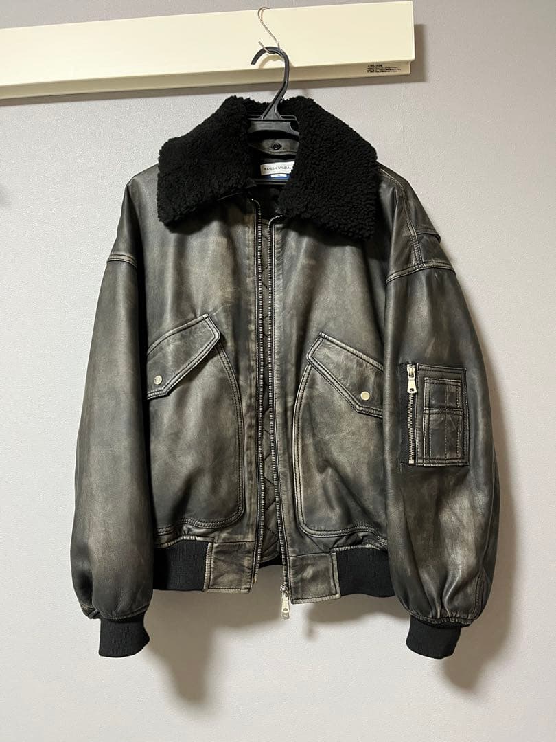 メゾンスペシャル シープレザームートンプライムG-1フライトジャケット サイズ0