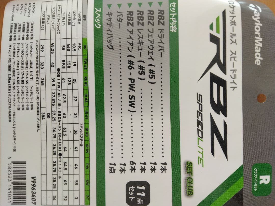 TaylorMade RBZ SpeedLITEクラブセット　おまけ付