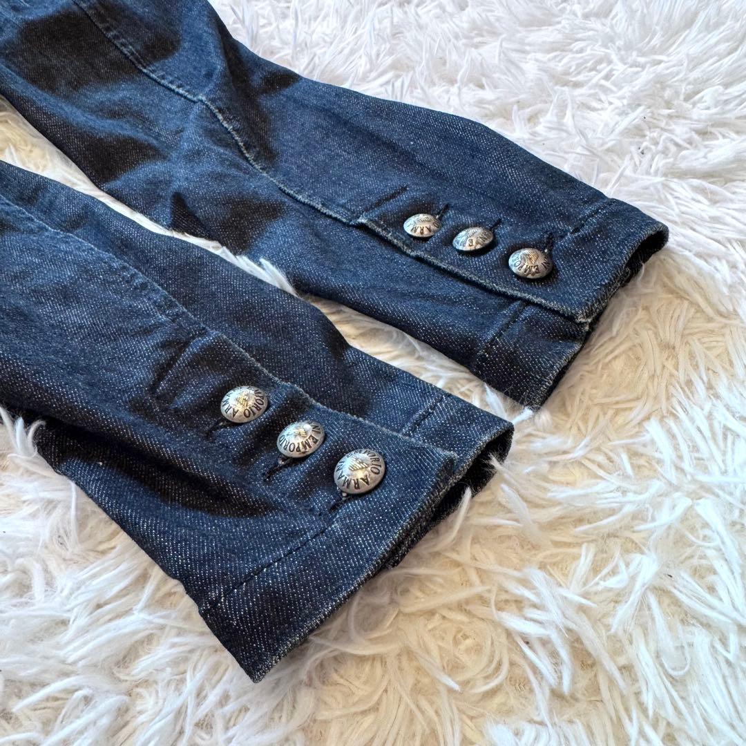 トモ様【高級感】エンポリオアルマーニ デニム レザー ストレッチ ジャケット L