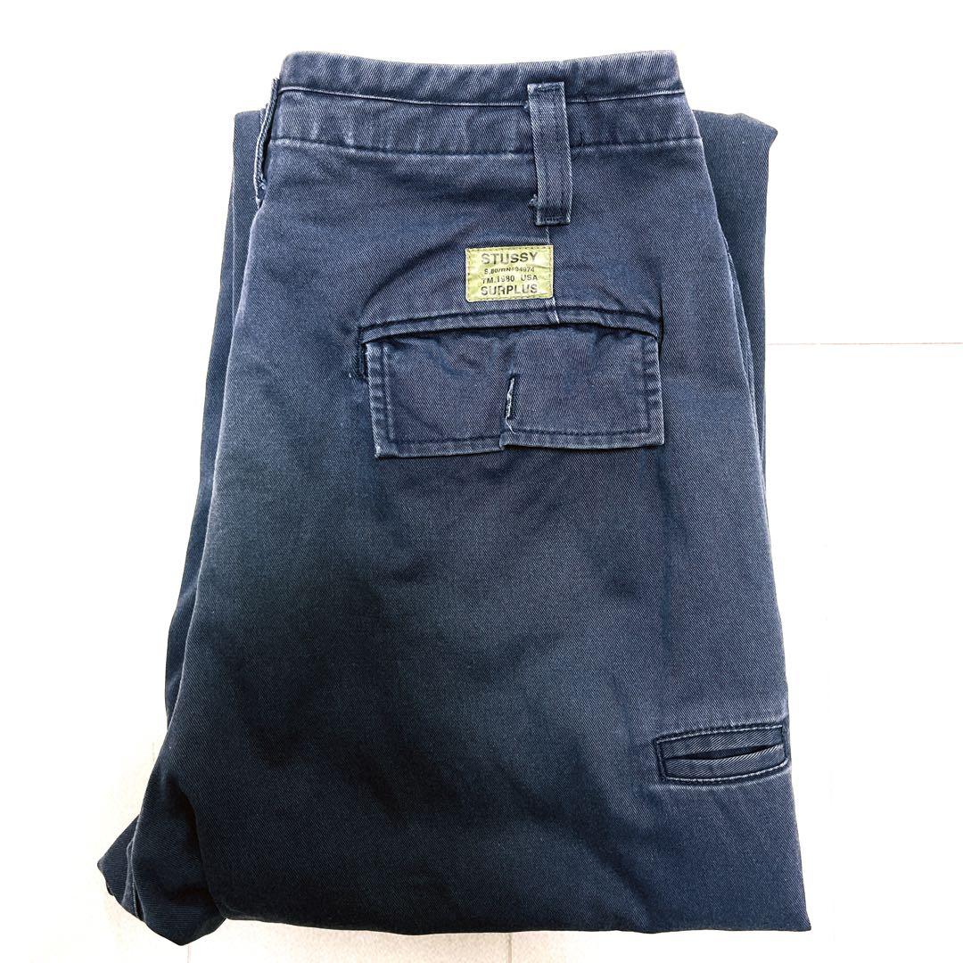 old stussy 90s USA ネイビー　ワークパンツ チノパン コットン