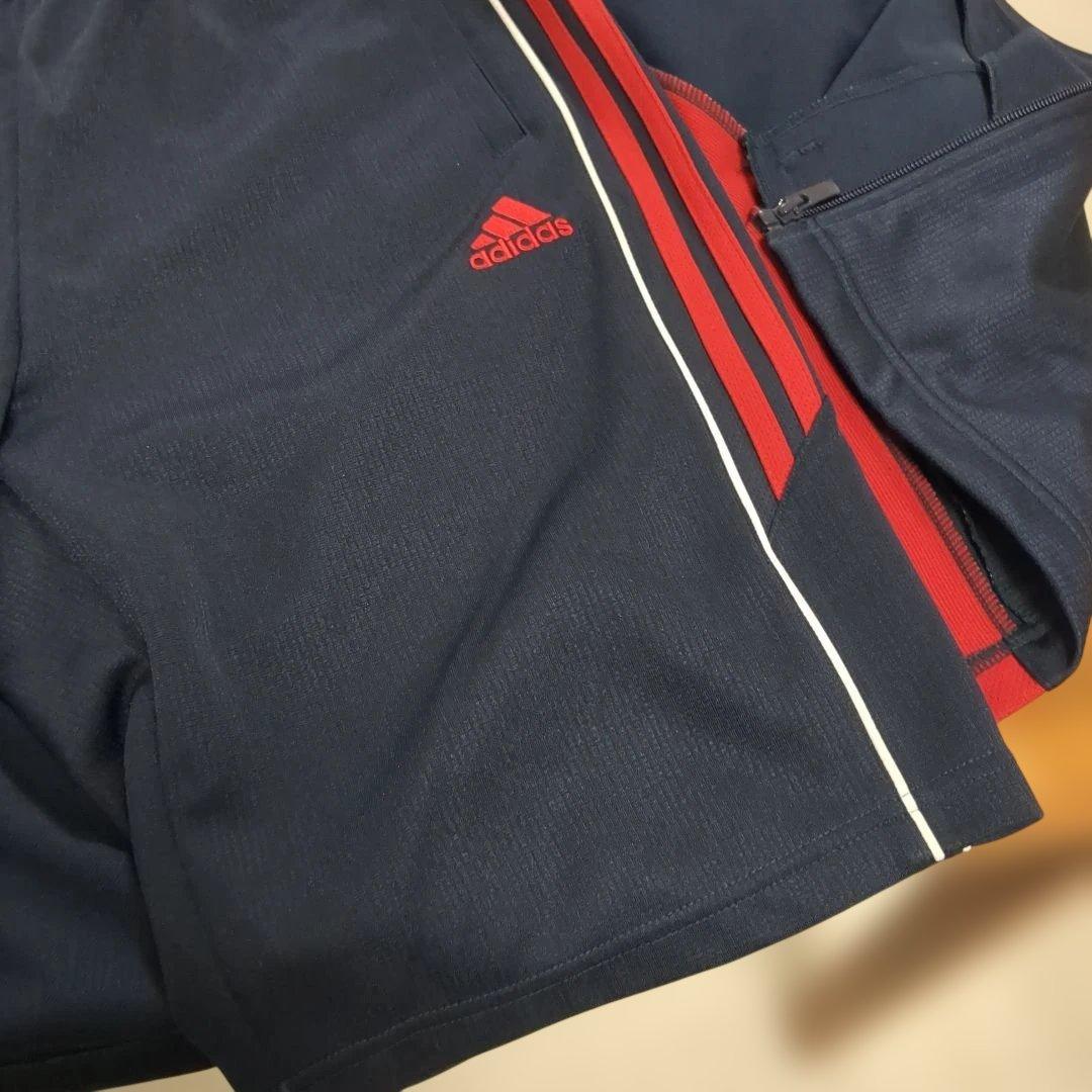adidas ネイビー/レッド ジャージ/ハーフパンツセット XL 未使用近い！