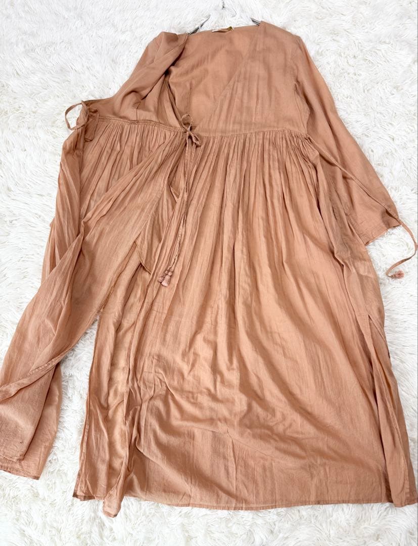 2way✨ヌキテパ カシュクールワンピース ガウン インドコットン 綿 オレンジ