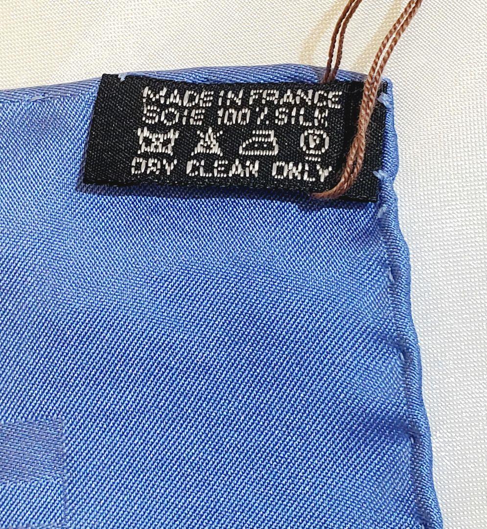 フォロー割　 HERMES エルメス ボケットチーフ スカーフ カレ ブルー