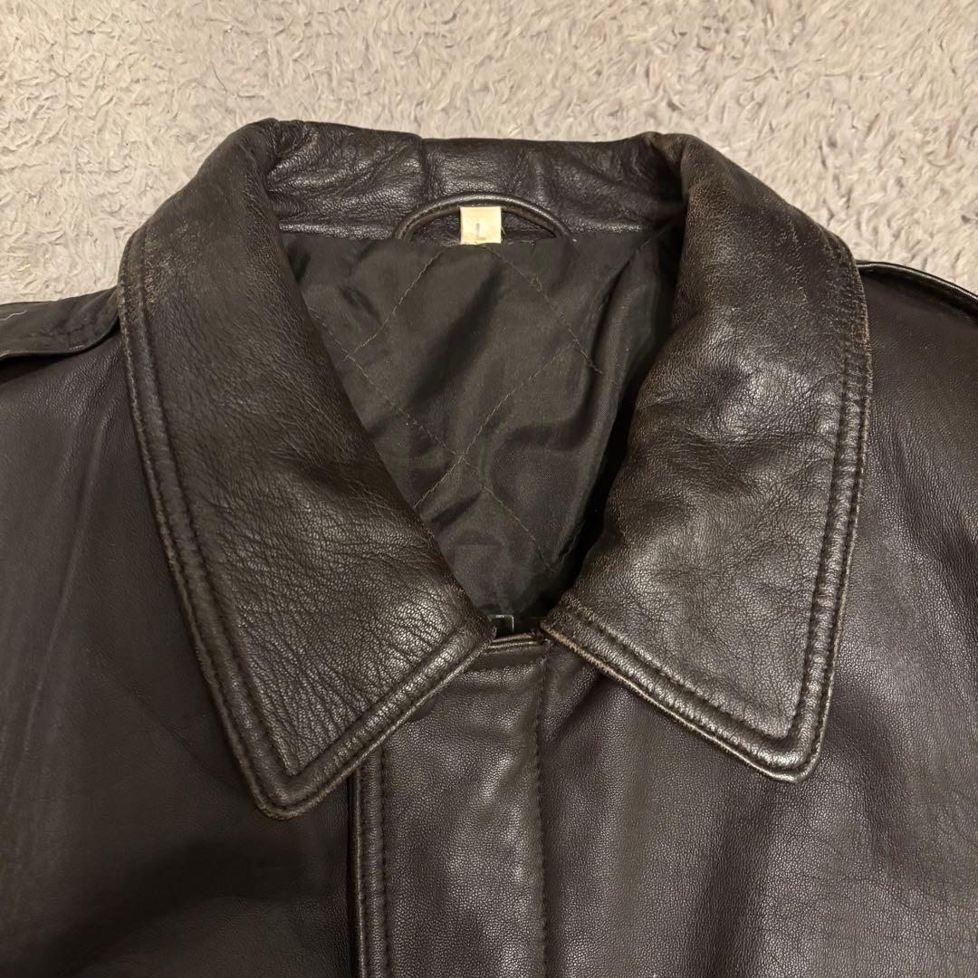 本革 リアルレザー ジャケット ブラウン A2ジャケット 90s Lサイズ