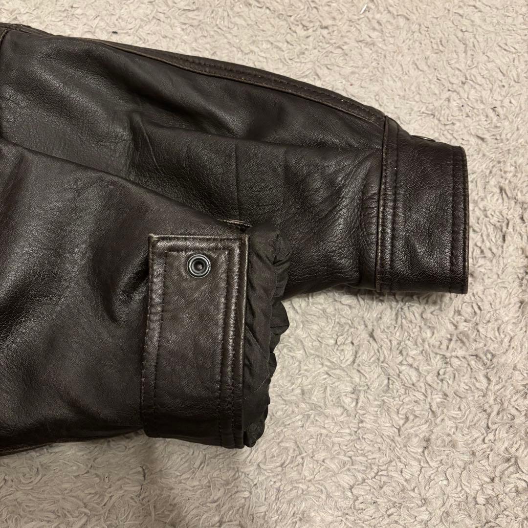 本革 リアルレザー ジャケット ブラウン A2ジャケット 90s Lサイズ