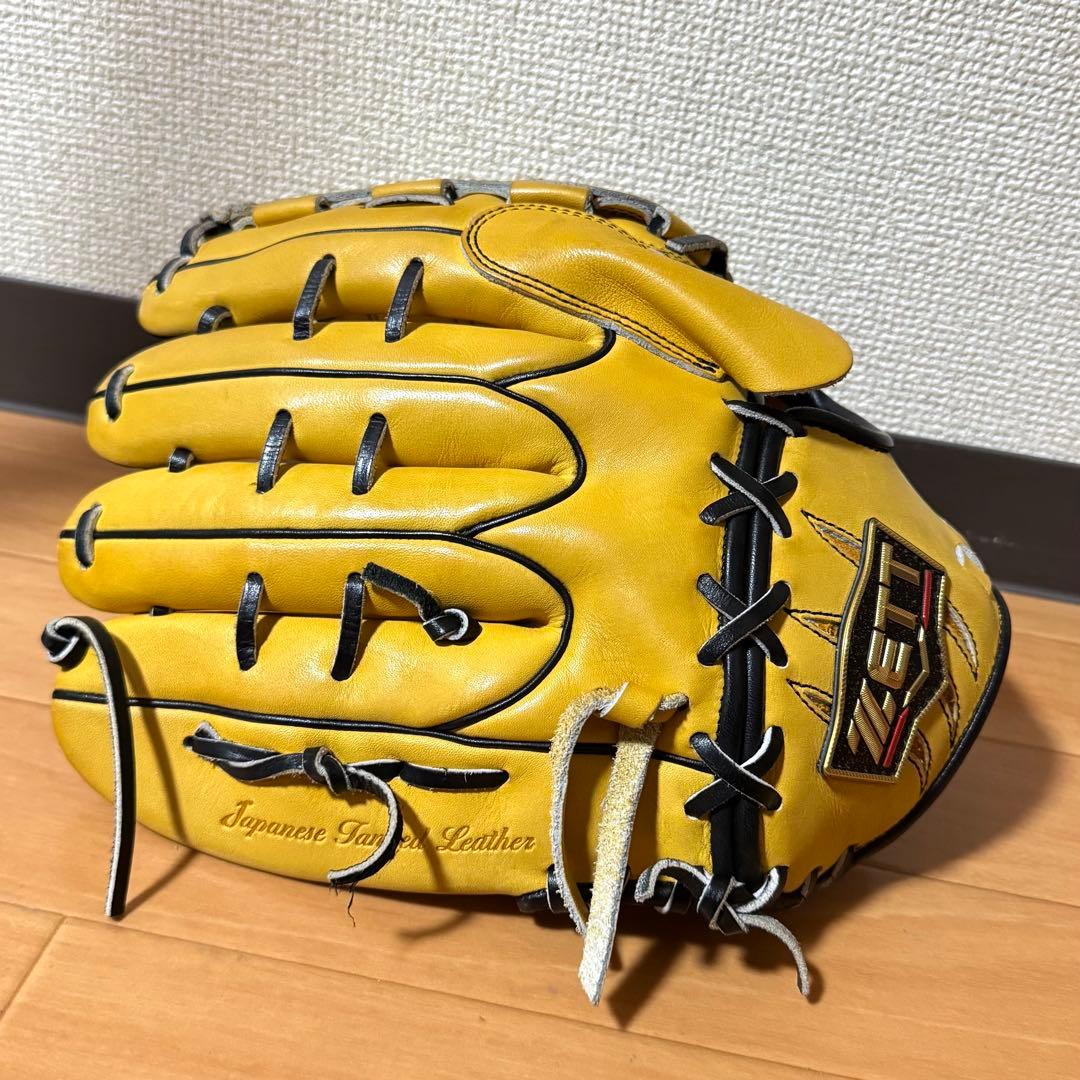 美品 ZETTプロステイタス 軟式用グローブ 藤浪晋太郎モデル イエロー