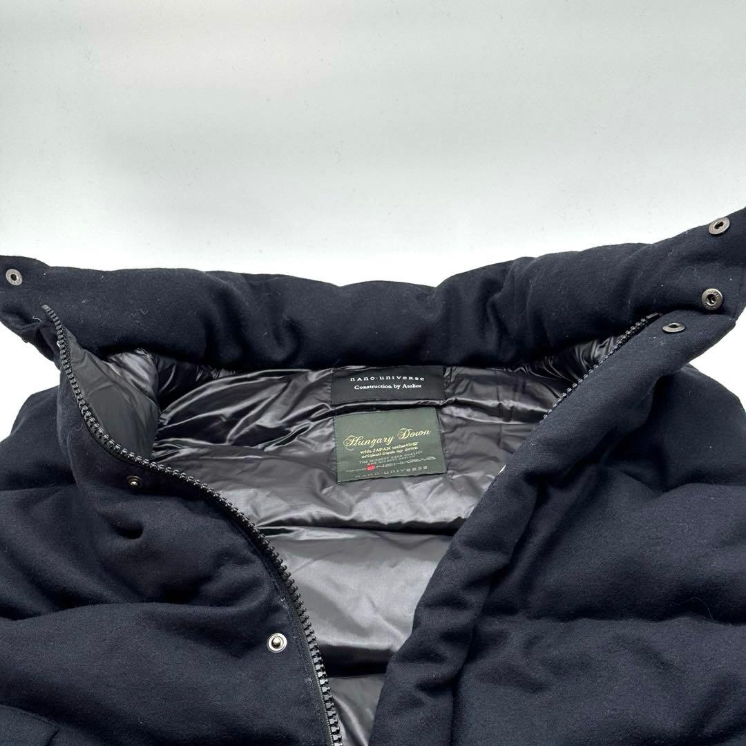 美品 西川ダウン　ナノユニバース コラボ 2wayフード付ダウンベスト ブラック