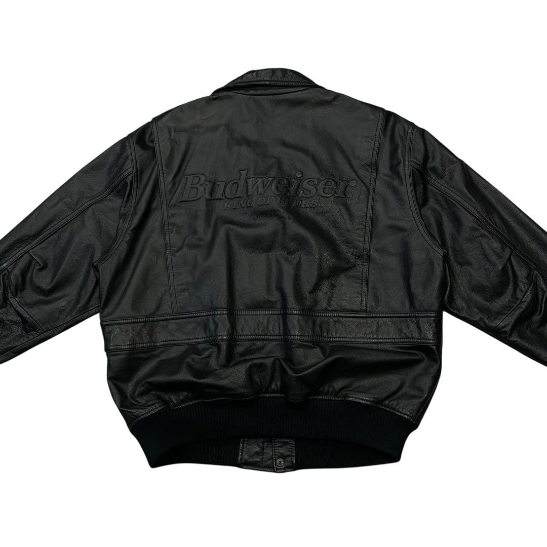 美品 90s Budweiser カウレザー/牛革 ボンバージャケット 短丈