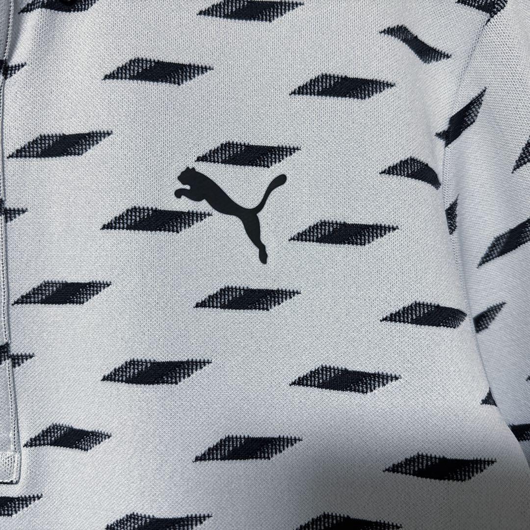 PUMA GOLF プーマゴルフ 長袖 総柄 ポロシャツ グレー M メンズ