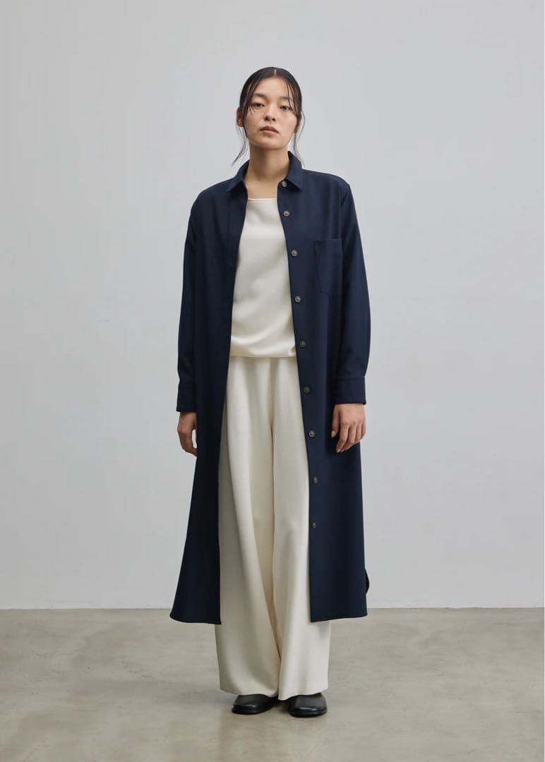 未使用級✨SOEJU ソフトオックスシャツワンピース　Sサイズ ネイビー 現行品