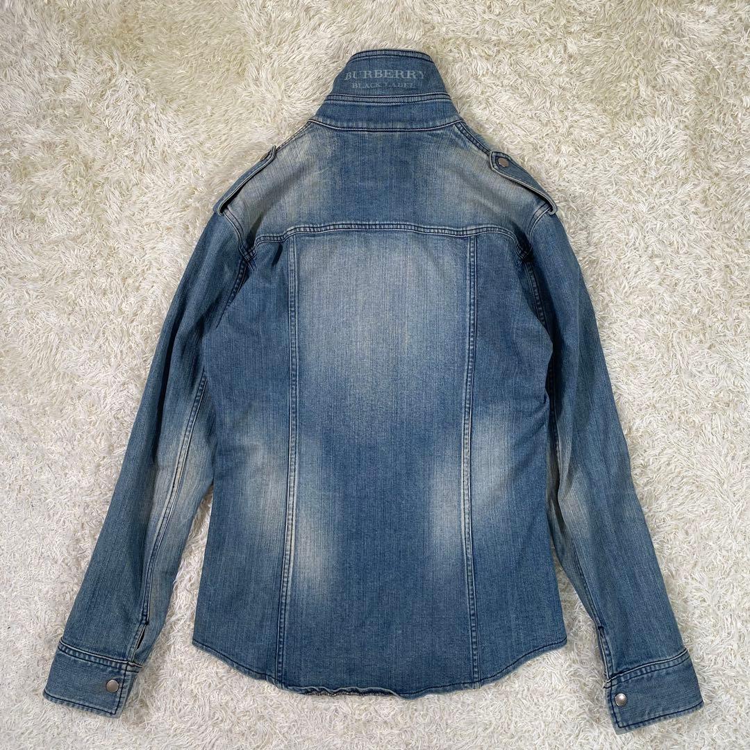 【美品】バーバリーブラックレーベル デニムジャケット 襟裏ロゴ ノバチェック L