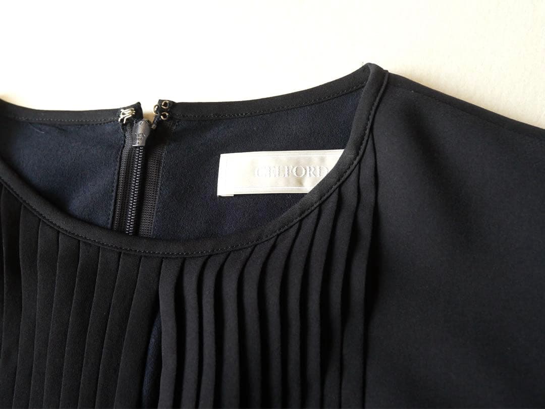 CELFORD セルフォード プリーツ ロングワンピース 36 ネイビー