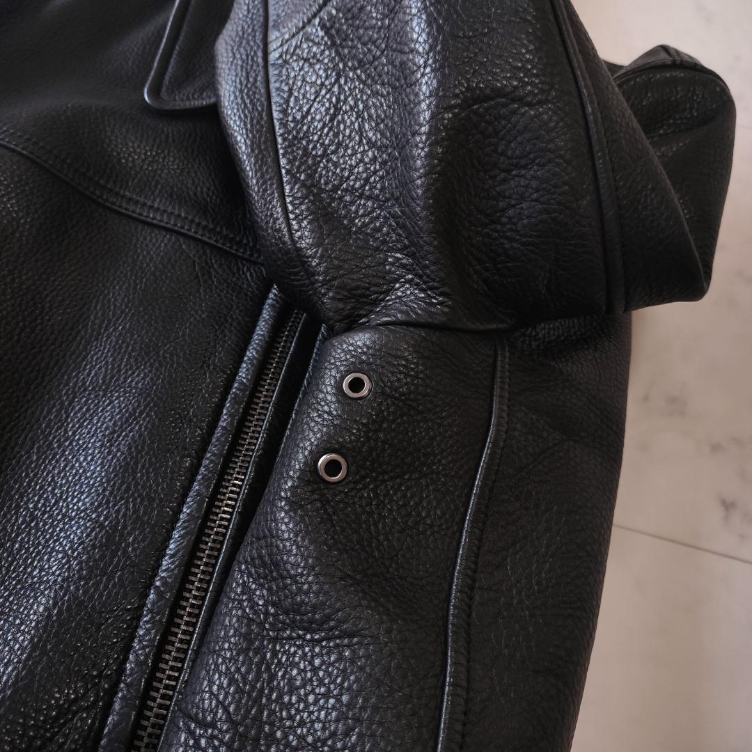 COACH 襟付きシングルライダースジャケット M ブラック レザージャケット