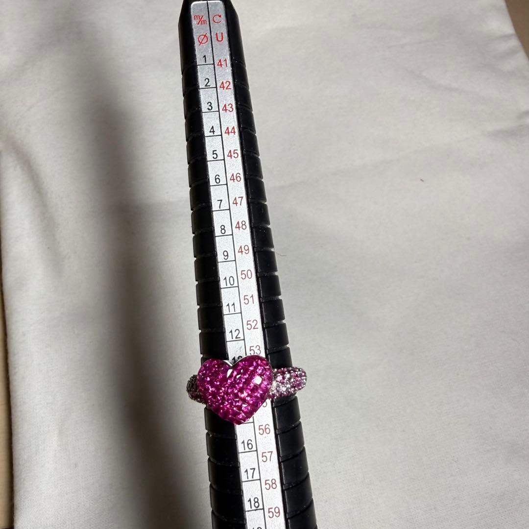 QVC笠原真寿美 K18ルビー ダイヤ　ピンクサファイア18KWGハートリング