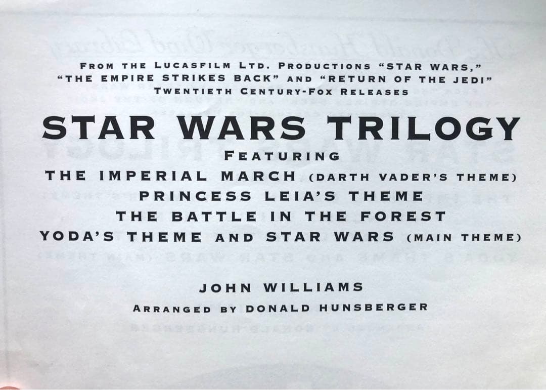 「スターウォーズ　トリロジー」楽譜　スコア&パート譜のフルセット