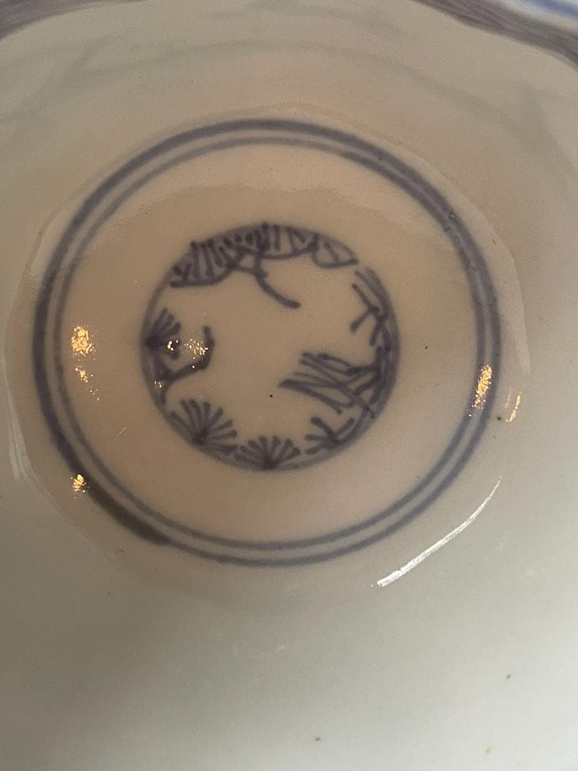 江戸~明治期 有田 古伊万里 開運 蝙蝠 微塵 唐草 蕎麦 猪口 小鉢 5客