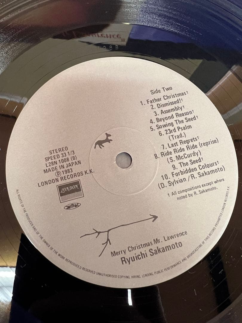 美盤 坂本龍一 戦場のメリークリスマス LP 邦楽レコード帯付　1983年