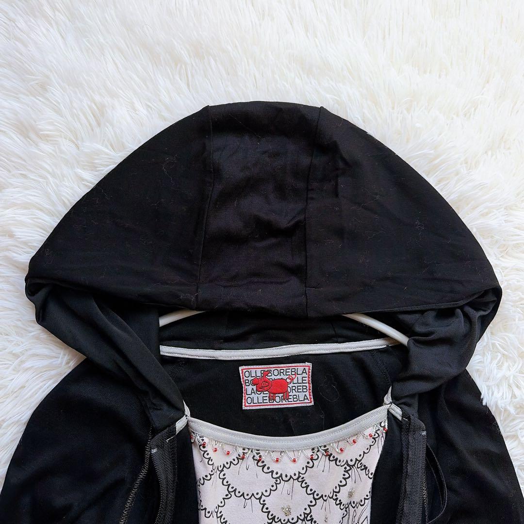 ALBEROBELLO アルベロベロ ブタさん カットソー切替パーカー ビジュー