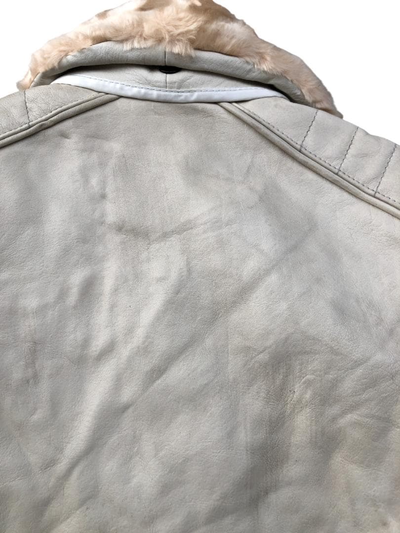 [訳あり] 新品 Schott ダブルライダースレザージャケット アイボリー/M