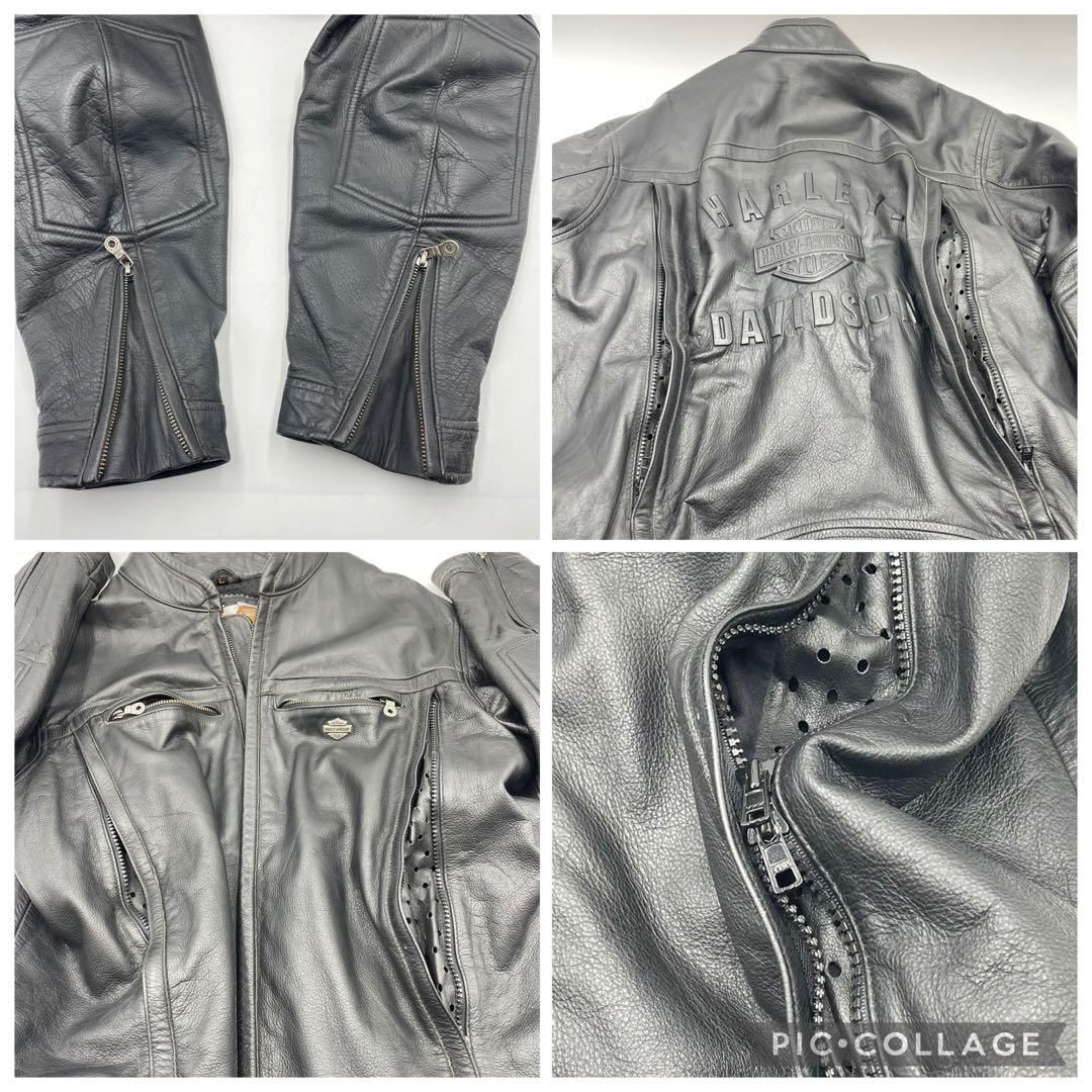 ハーレーダビットソン　レザージャケット　裏面　デザイン　シングル　ライダース　L