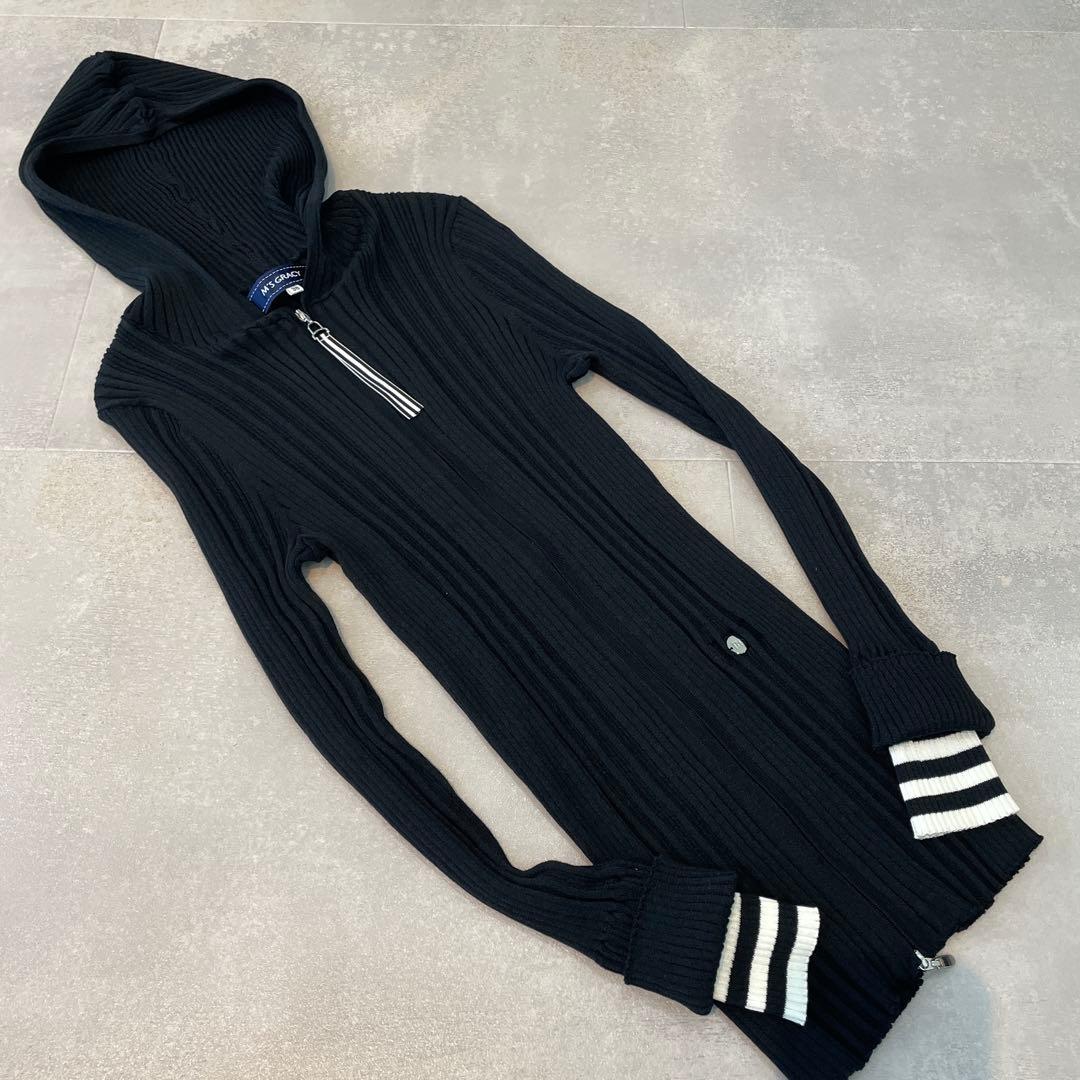 エムズグレイシー リブ パーカー 38 ブラック