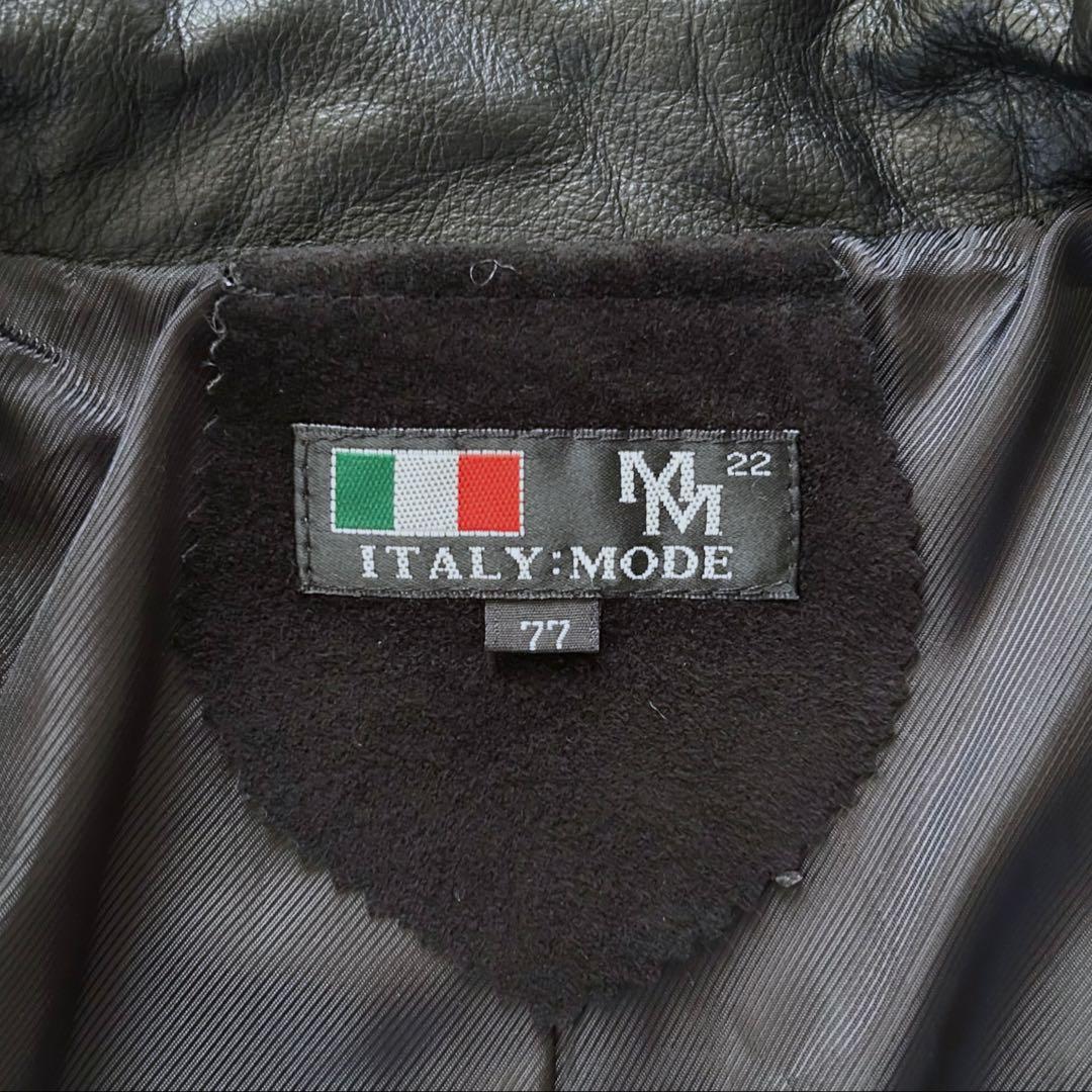 【美品】ITALY：MADE レザージャケット 鹿革 デザイナーズ ブラック L