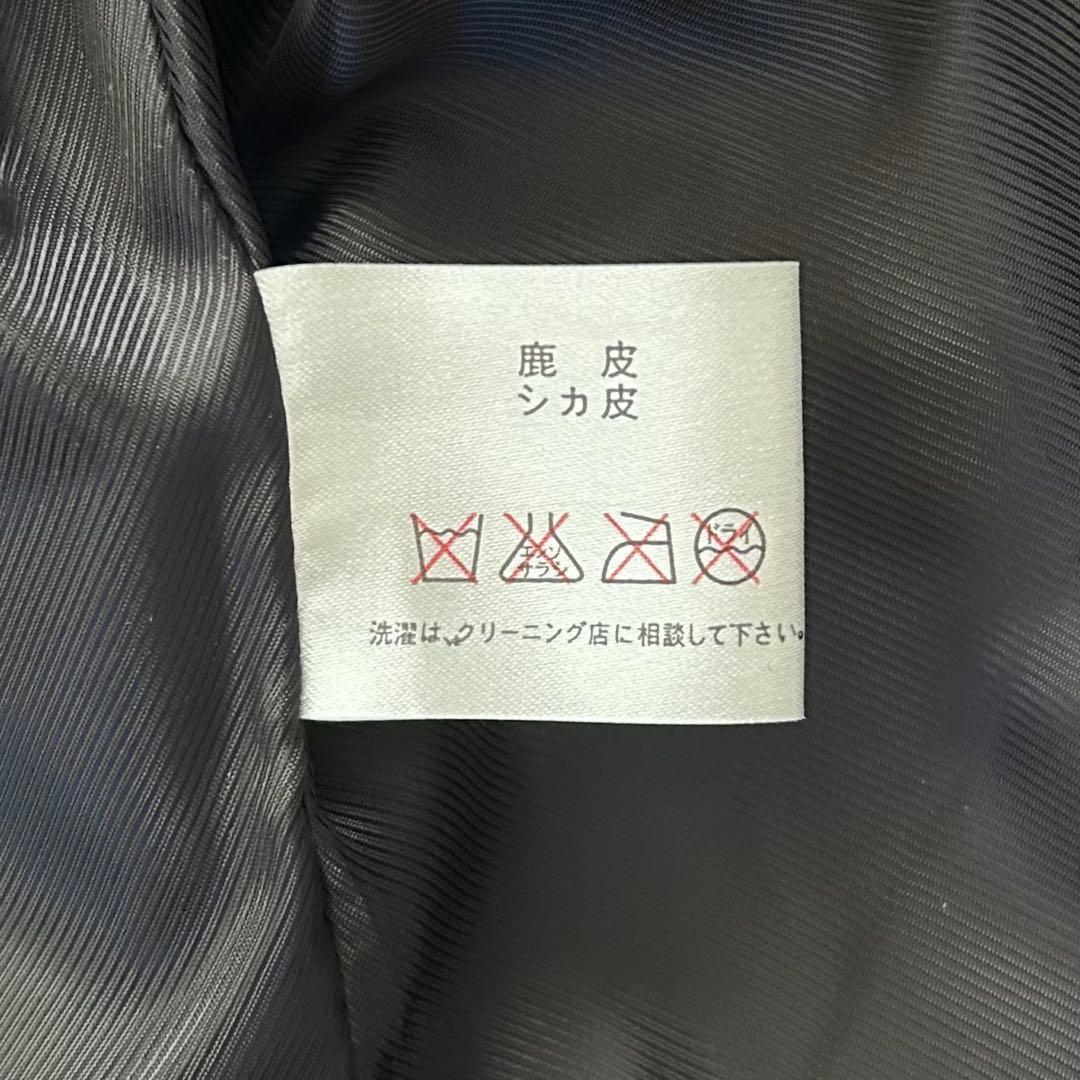 【美品】ITALY：MADE レザージャケット 鹿革 デザイナーズ ブラック L