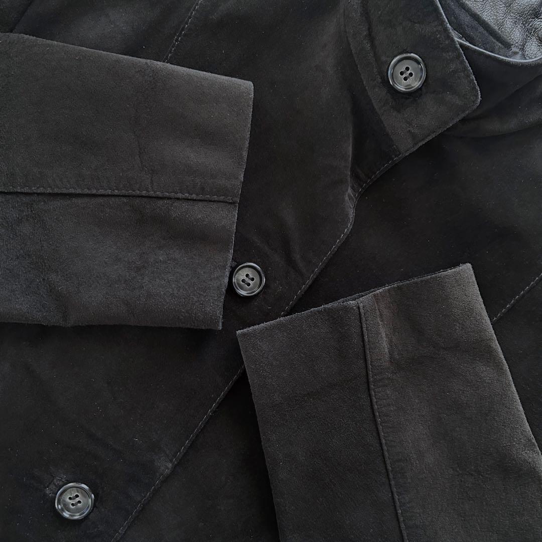 【美品】ITALY：MADE レザージャケット 鹿革 デザイナーズ ブラック L