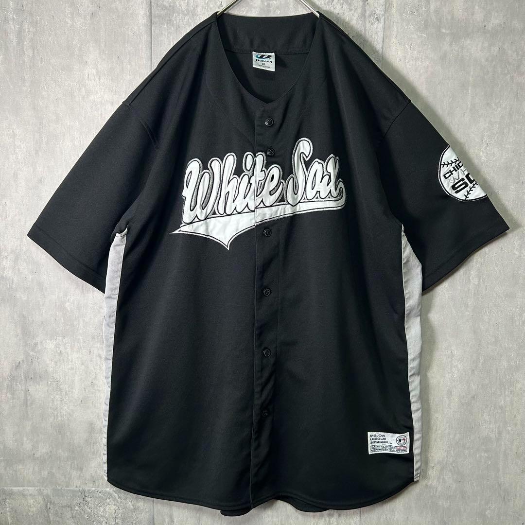希少デザイン MLB ホワイトソックス ユニフォーム 刺繍 黒 XL