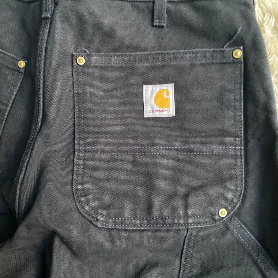 【USA製】カーハート ダブルニー W33 L30 ブラック 黒 ペインター