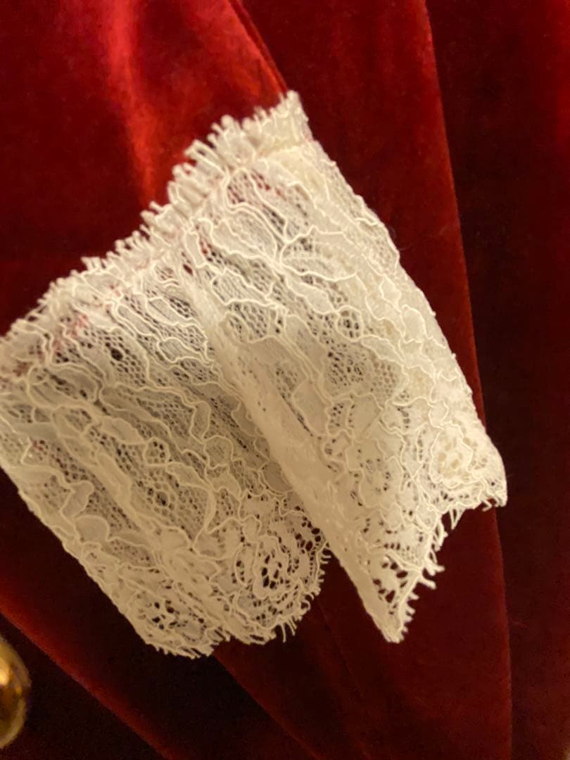 LILY BROWNバックフリルベロアロングドレスRED