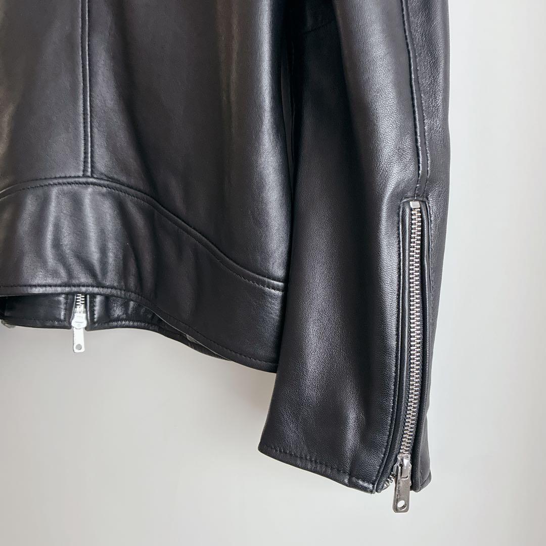 美品 ユナイテッドトウキョウ シングル ライダース ラムレザー L ブラック