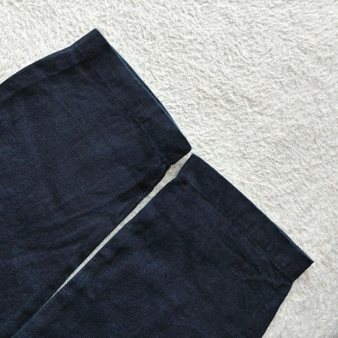 美品 ネストローブ インディゴ染め リネンセーラーカラーワンピース ゆったり