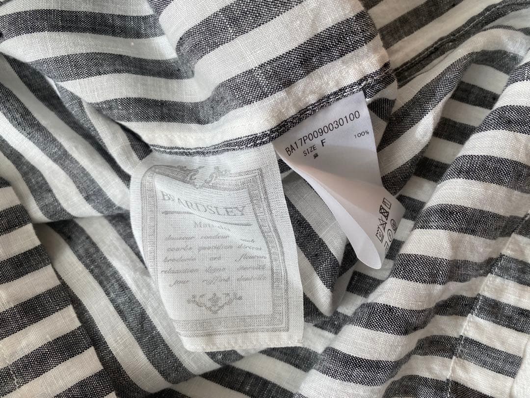 ほぼ未使用　BEARDSLEY｜ビアズリー ストライプ柄リネン前後ワンピース