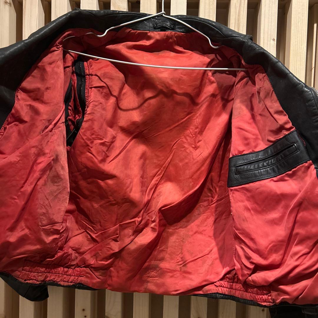 [希少]ヴィンテージ 牛革 レザー ライダース ダブル80s90s KI-110