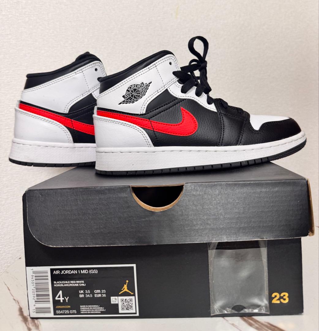 シューズ(男性用) NIKE AIR JORDAN 1 MID BLACK/CHILE 23cm